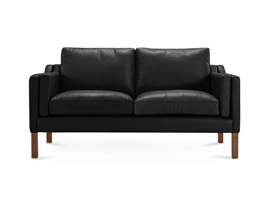 Mogensen Style Two Seater Sofa Black Leather