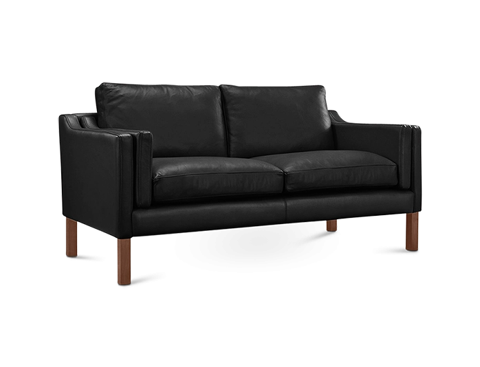 Mogensen Style Two Seater Sofa Black Leather