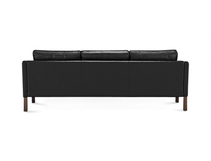 Mogensen Style Black Leather Three Seater Sofa