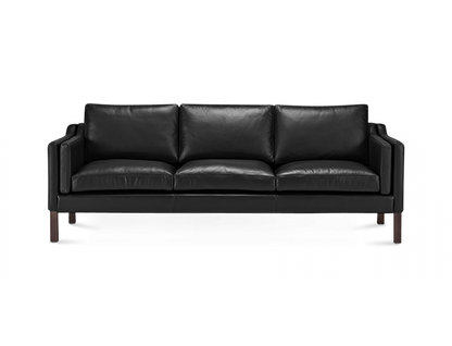 Mogensen Style Black Leather Three Seater Sofa