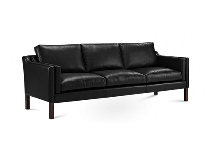 Mogensen Style Black Leather Three Seater Sofa