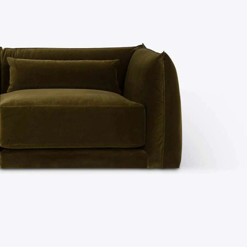 Velvet Milano Sectional Sofa in Moss - HOME HIDEOUTS