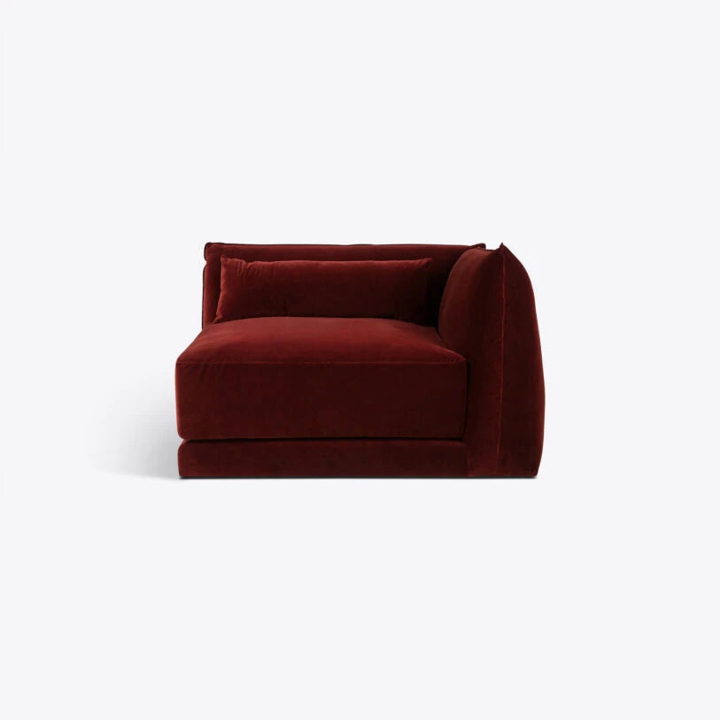 Velvet Milano Sectional Sofa in Brick Red - HOME HIDEOUTS