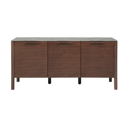 The Modern Willow Sideboard Wood Veneer Marble Effect Glass Top