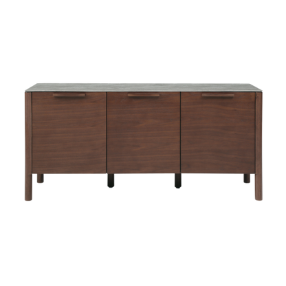 The Modern Willow Sideboard Wood Veneer Marble Effect Glass Top