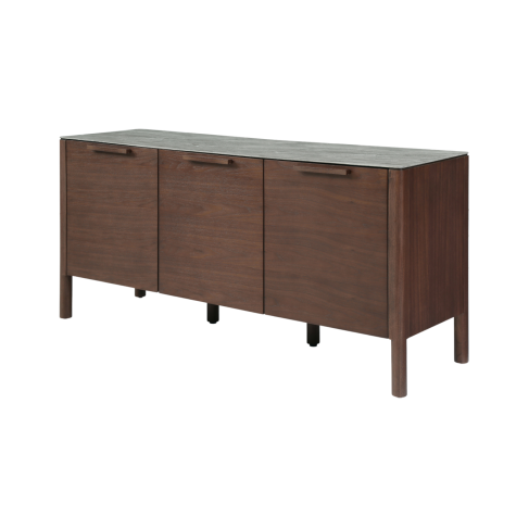 The Modern Willow Sideboard Wood Veneer Marble Effect Glass Top