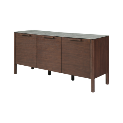 The Modern Willow Sideboard Wood Veneer Marble Effect Glass Top